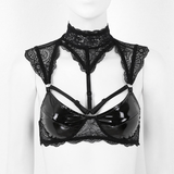Erotic Wetlook Lace Lingerie Vest / Patent Leather Wire-free Bra for Ladies - EVE's SECRETS