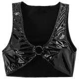Erotic Women's Wetlook Shiny Crop Top / Sexy Patent Leather Tank Top for Adult in Black Colour - EVE's SECRETS