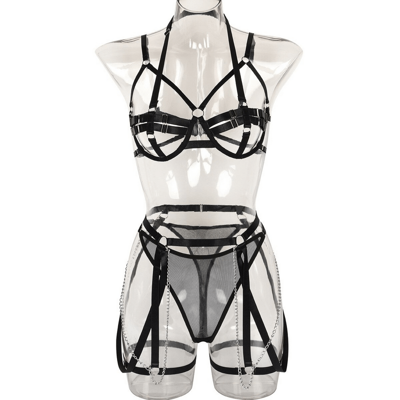 Exotic Hollow Out Lingerie Set / Women's Sexy Outfit 3-Pieces / Luxury Sissy Erotic Underwear - EVE's SECRETS