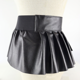 Fashion Female Pleated Skirt / Women PU Leather Elastic Stretch Pleated Skirt with Belt - EVE's SECRETS