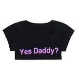 Fashion Girls Stretchy Yes Daddy Printed Summer Crop Tops / Night Rave Party Clubwear Bra Vest - EVE's SECRETS