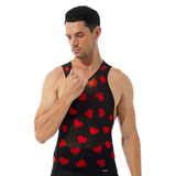 Fashion Summer Streetwear For Men / Heart Print See-Through Mesh Tank Top - EVE's SECRETS