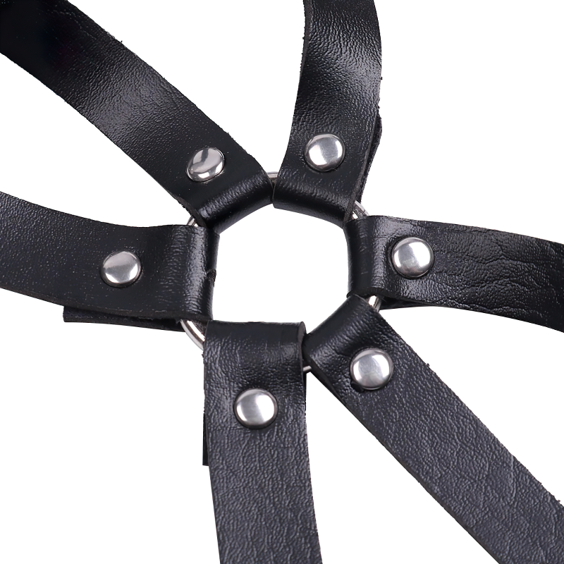 Fashion Womens Black PU Leather Body Bra / Adjustable Harness Belt With Metal O-Rings - EVE's SECRETS