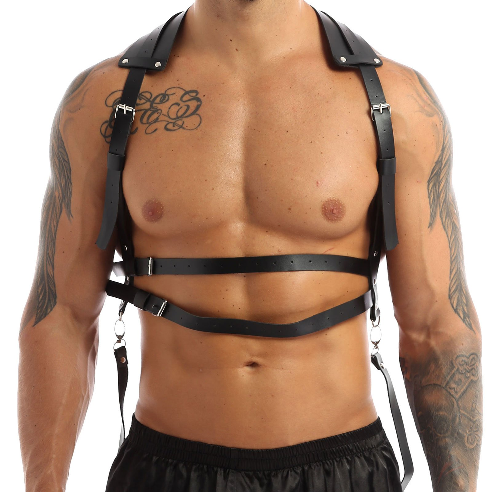 Faux Leather Body Chest Harness Costumes with O-rings Buttons / Bondage Accessory - EVE's SECRETS