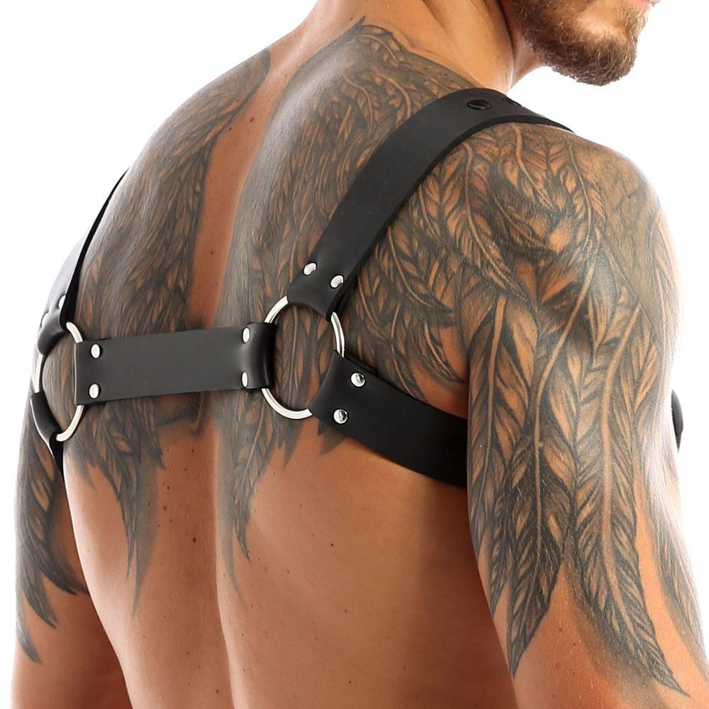 Faux Leather Body Harness for Men / Bondage Shoulder Body Chest Muscle Harness - EVE's SECRETS