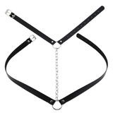 Faux Leather Body Harness With Chain / Unisex Bondage BDSM Necklace / Erotic Waist Belt - EVE's SECRETS