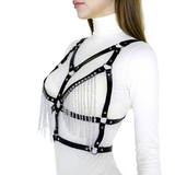 Faux Leather Chain Body Harness / BDSM Bra Harness / Women's Chain Top - EVE's SECRETS