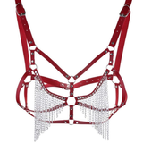 Faux Leather Chain Body Harness / BDSM Bra Harness / Women's Chain Top - EVE's SECRETS