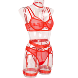 Female Erotic 4-Piece Sensual Lingerie / Transparent Sexy Shelf Lace Underwear - EVE's SECRETS