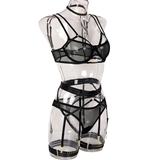 Female Erotic 4-Piece Sensual Lingerie / Transparent Sexy Shelf Lace Underwear - EVE's SECRETS