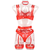 Female Erotic 4-Piece Sensual Lingerie / Transparent Sexy Shelf Lace Underwear - EVE's SECRETS