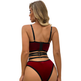 Female Exotic Burgundy Lingerie Underwear / Women's Patchwork Intimate Outfit - EVE's SECRETS