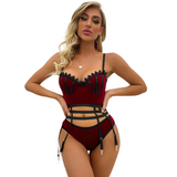 Female Exotic Burgundy Lingerie Underwear / Women's Patchwork Intimate Outfit - EVE's SECRETS