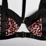 Female Hollow Out Sexy Leopard Lingerie / Women's Erotic 3-Piece Underwear Outfit - EVE's SECRETS