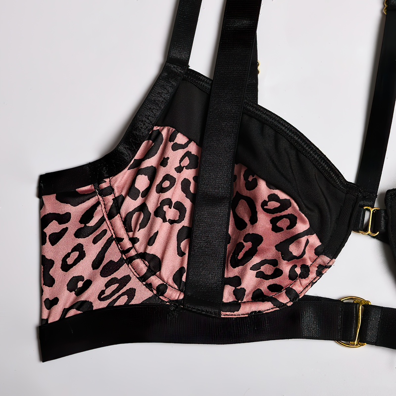 Female Hollow Out Sexy Leopard Lingerie / Women's Erotic 3-Piece Underwear Outfit - EVE's SECRETS