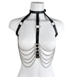 Female PU Leather Chain Body Harness / Sexy BDSM Bra Cage Suspenders for Women