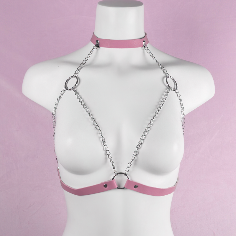 Female PU Leather Chain Body Harness / Sexy BDSM Bra Cage Suspenders for Women - EVE's SECRETS