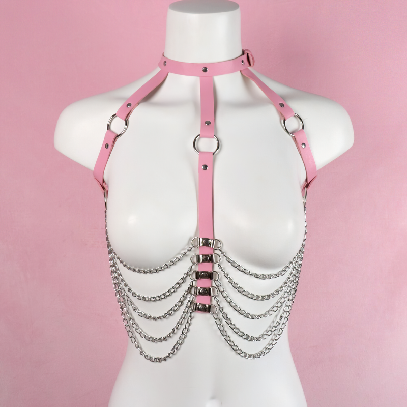 Female PU Leather Chain Body Harness / Sexy BDSM Bra Cage Suspenders for Women - EVE's SECRETS