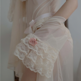 Female Sexy Retro Lace Set of Bodysuit & Robe / Lolita Ruffles Mesh Sleepwear for Women - EVE's SECRETS