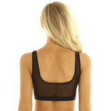 Female Transparent Erotic Cropped Tank Top / Sexy U-Neck Outfits with See-Through Mesh - EVE's SECRETS