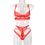 Female Wireless Bra + Lace Panty Set / Women's Cut Out Lingerie Underwear - EVE's SECRETS
