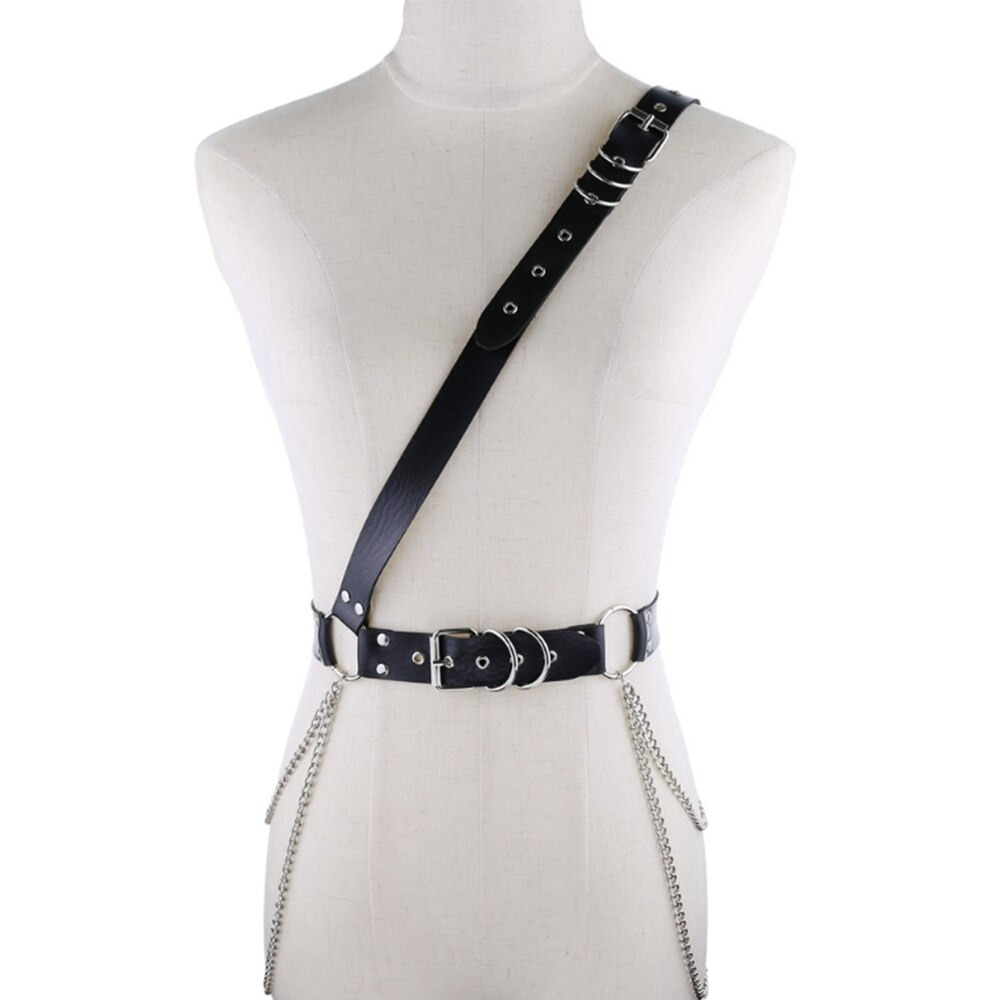 Fetish Fashion Adjustable Tassel Chain Belt Harness / Sexy PU leather Belt for Men and Women - EVE's SECRETS