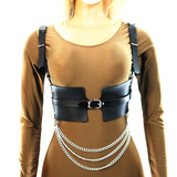 Fetish Fashion Chain Belt for Women / Faux Leather Wide Waist Body Harness / BDSM Corset Belt - EVE's SECRETS