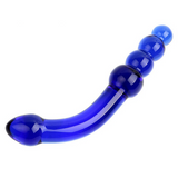 Blue Pyrex Glass Beaded Dildo for Vaginal G-Spot and Anal Stimulation