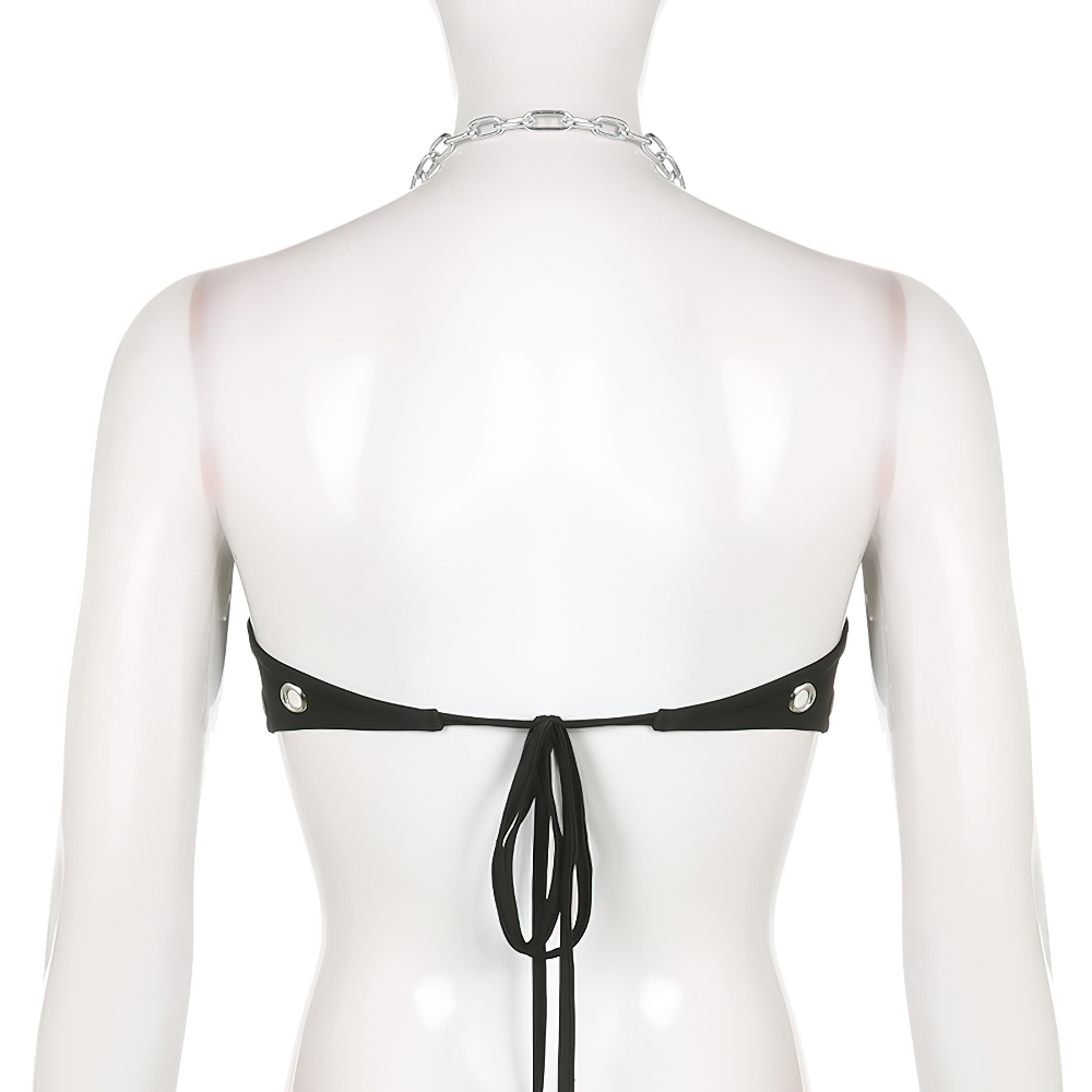 Gothic Sexy Black Bra with Rivets & Chain / Women's Clothing Alternative Fetish Style - EVE's SECRETS