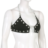 Gothic Sexy Black Bra with Rivets & Chain / Women's Clothing Alternative Fetish Style - EVE's SECRETS