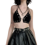Gothic Sexy Black Bra with Rivets & Chain / Women's Clothing Alternative Fetish Style
