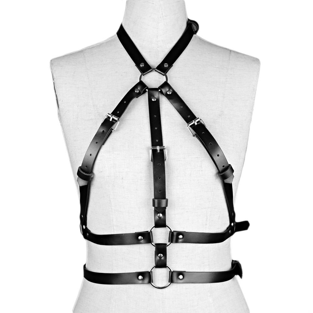 High Waist Garter Belt Suspenders for Role Play / Women Sexy PU Leather Body Harness - EVE's SECRETS