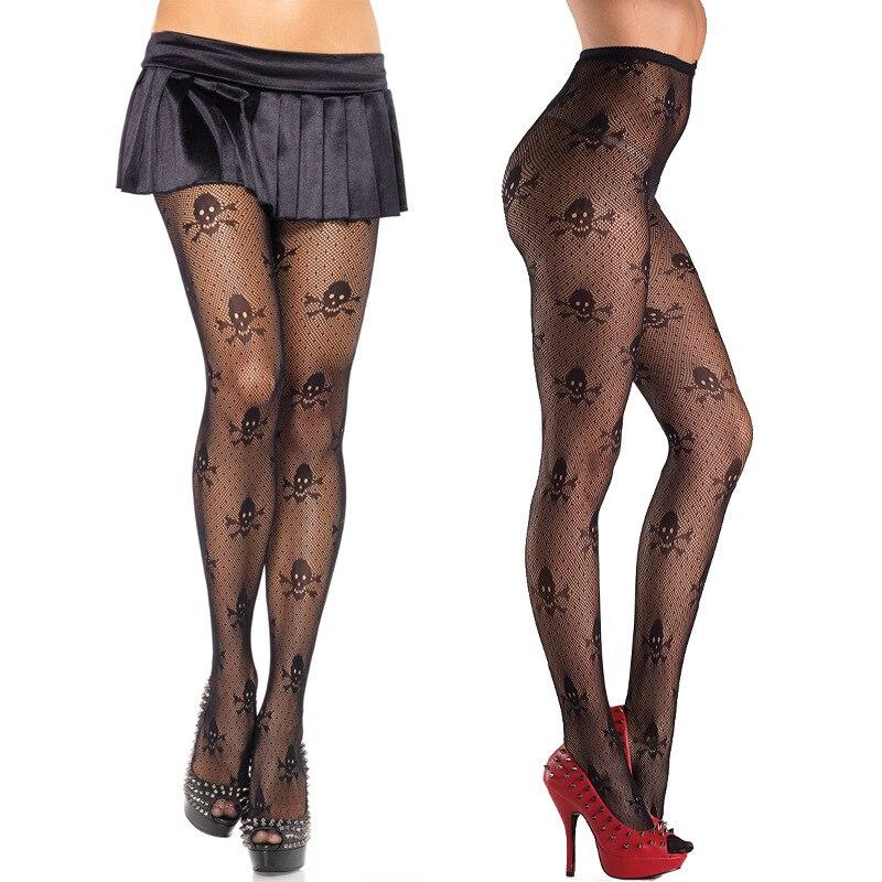 Hot Sexy Stockings with Skull / Womens Hollow Sheer Fishnet Pantyhose - EVE's SECRETS