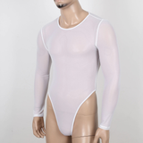 Men's Transparent Mesh Bodysuit with Zipper Back / Male Sexy High Cut See-Through Underwear - EVE's SECRETS