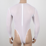 Men's Transparent Mesh Bodysuit with Zipper Back / Male Sexy High Cut See-Through Underwear - EVE's SECRETS