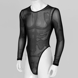 Men's Transparent Mesh Bodysuit with Zipper Back / Male Sexy High Cut See-Through Underwear - EVE's SECRETS