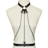 Ladies Leather Straps Body Suspenders with Chains / Fetish Styled Body Harness Accessories - EVE's SECRETS