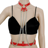 Ladies Leather Straps Body Suspenders with Chains / Fetish Styled Body Harness Accessories - EVE's SECRETS