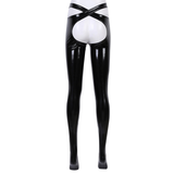 Ladies Patent Leather Black Costume / Erotic Pants with Open Crotch / Women's Stockings Lingerie - EVE's SECRETS