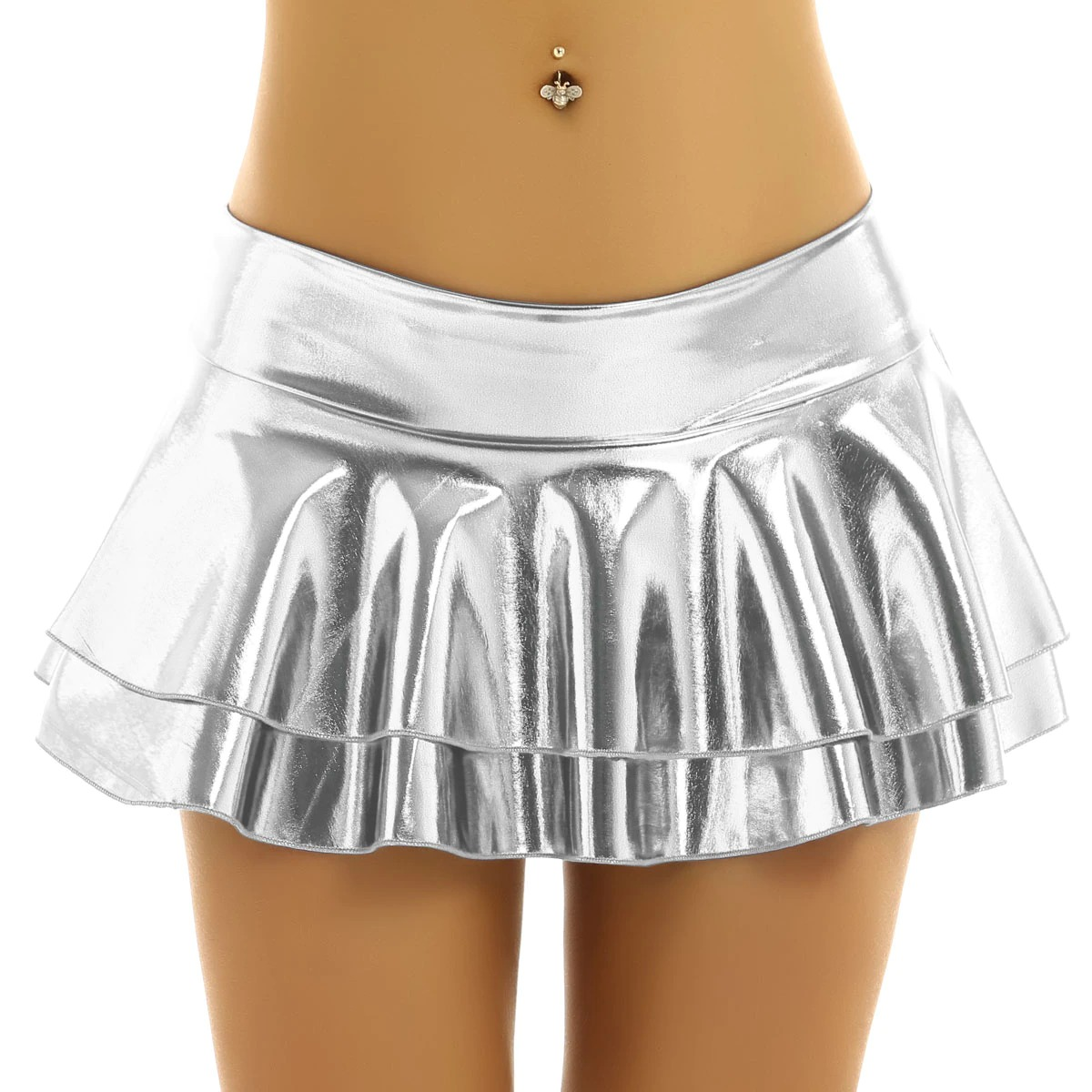 Ladies Sexy Mini Skirt with Low Rise / Fashion Shiny Skirt with Wide Waistband - EVE's SECRETS