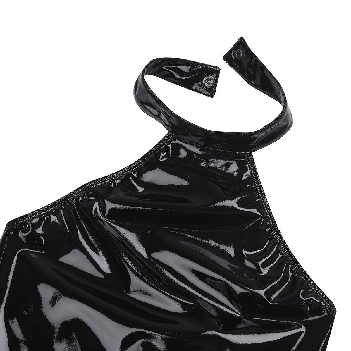 Ladies Wet Look Bodysuit in Black Colour / Patent Leather Lingerie with High Cut - EVE's SECRETS