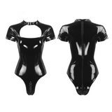 Ladies Wetlook Patent Leather Bodysuit / Sexy Lingerie on Zipper / Erotic Costume for Women - EVE's SECRETS