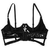 Ladies Wetlook Sexy Bustier with Open Cup / Adjustable Straps Erotic Bondage in Black Color - EVE's SECRETS
