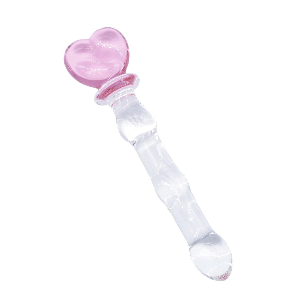 Long Ice and Fire Series Pink Heart Design Glass Anal Plug / Unique Design Sex Toys - EVE's SECRETS