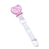 Long Ice and Fire Series Pink Heart Design Glass Anal Plug / Unique Design Sex Toys