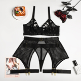 Luxury Hollow Out Exotic Sets With Garters / Sexy Hot Transparent Lingerie / Erotic Female Set - EVE's SECRETS