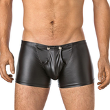 Männliche schwarze Boxer-Unterhose / Fliegenbeutel-Slip mit Knöpfen / Sexy Herrenunterwäsche 
