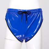 Male Drawstring Elastic Patent Leather Shorts / Nightclub Performance Fashion Briefs With Pocket - EVE's SECRETS