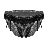 Male Erotic Bowknot Ruffles Lingerie / See Through Floral Lace Low Waist Underpants for Men