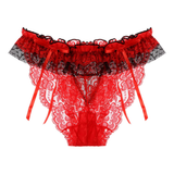 Male Erotic Bowknot Ruffles Lingerie / See Through Floral Lace Low Waist Underpants for Men - EVE's SECRETS